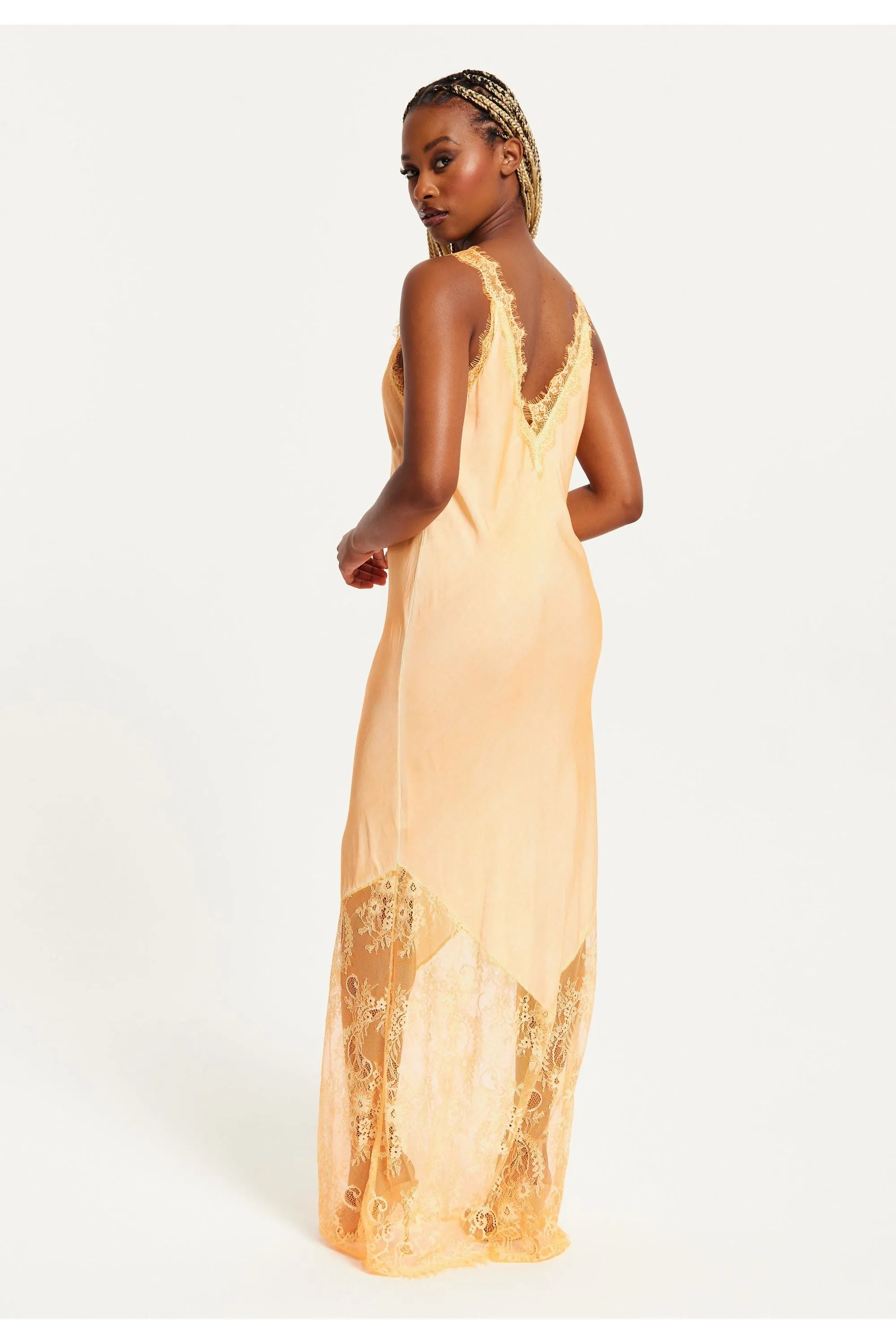 Liquorish Lace Detailed V Neck Maxi Dress In Orange sold by Goddiva product image thumbnail 4