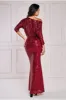 Goddiva Sequin Cowl Maxi Dress - Wine sold by Goddiva