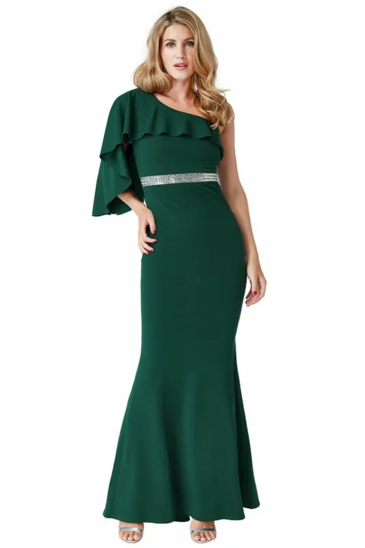 Off The Shoulder Flair Maxi Dress - Emerald by Goddiva sold by Goddiva
