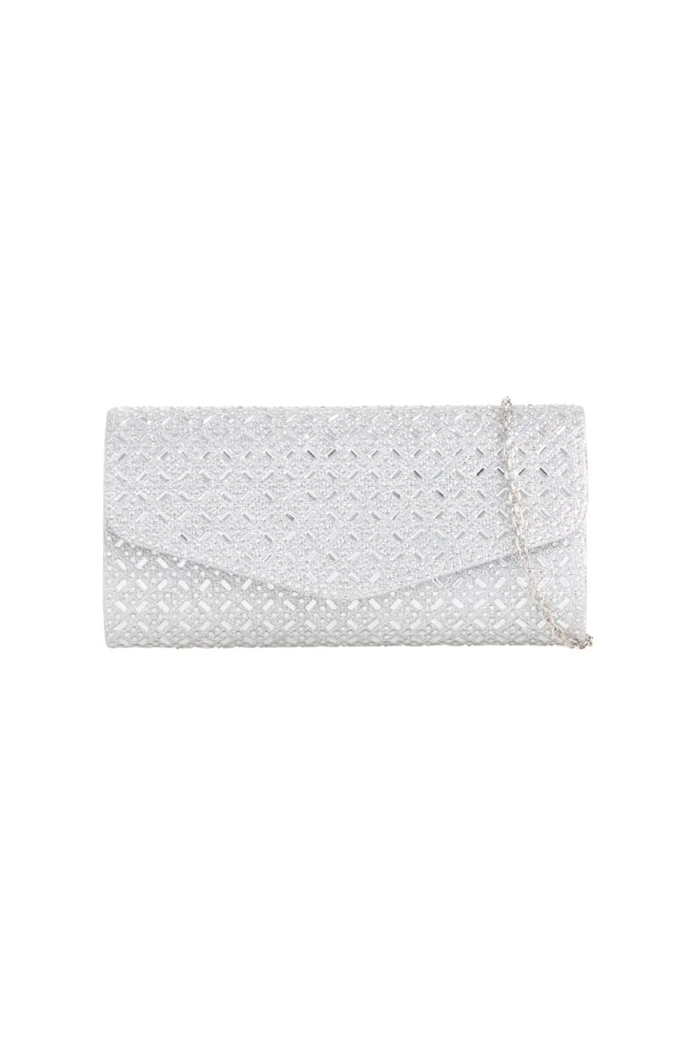 Silver Diamante Evening Clutch Bag by Aftershock London sold by Goddiva product image thumbnail 5