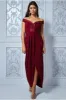 Goddiva Off The Shoulder Tulip Maxi Dress - Wine sold by Goddiva