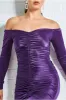 Off The Shoulder Ruched Mini - Purple by Goddiva sold by Goddiva