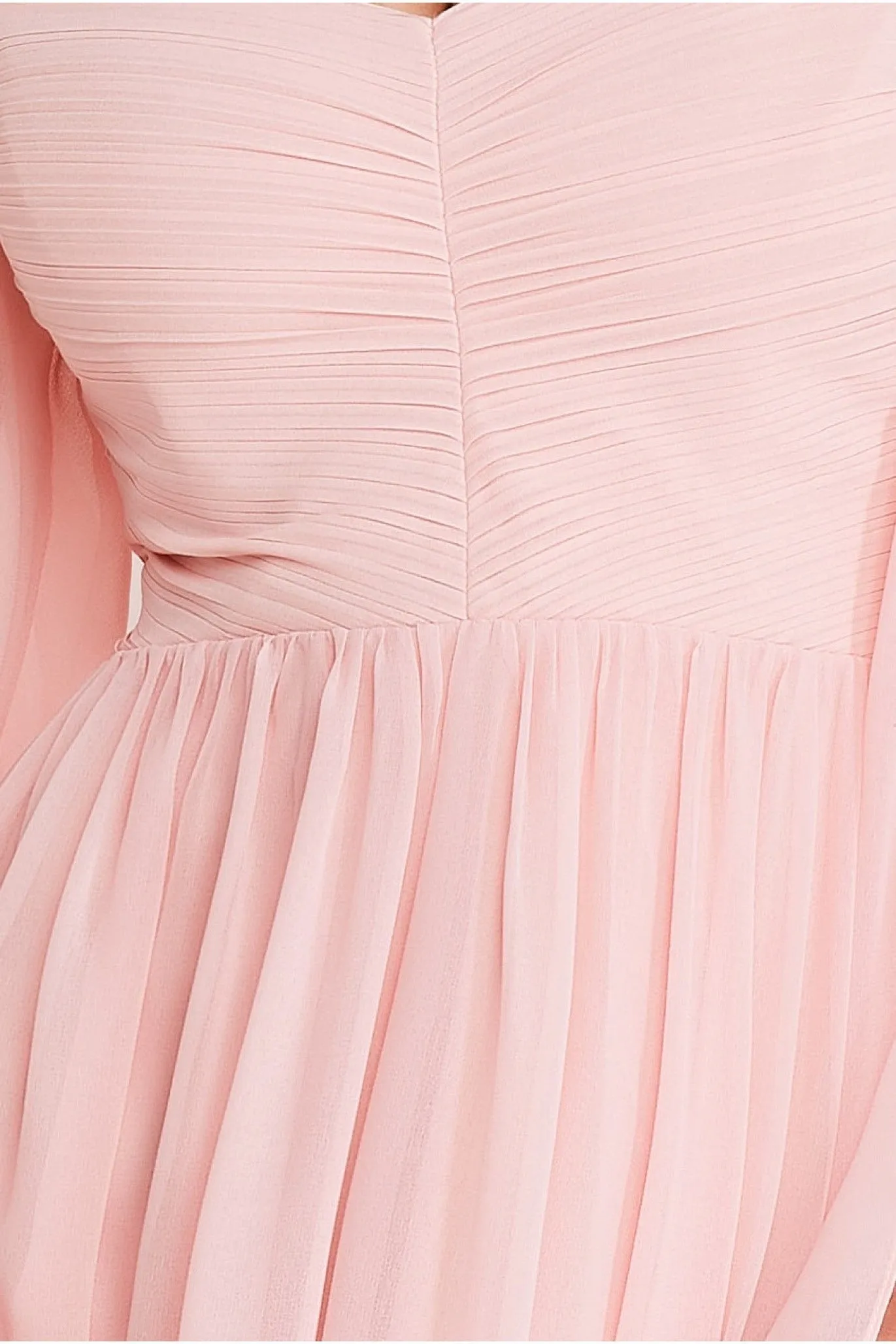 Chiffon Off The Shoulder Maxi With Cape Sleeves - Blush by Goddiva sold by Goddiva product image thumbnail 4