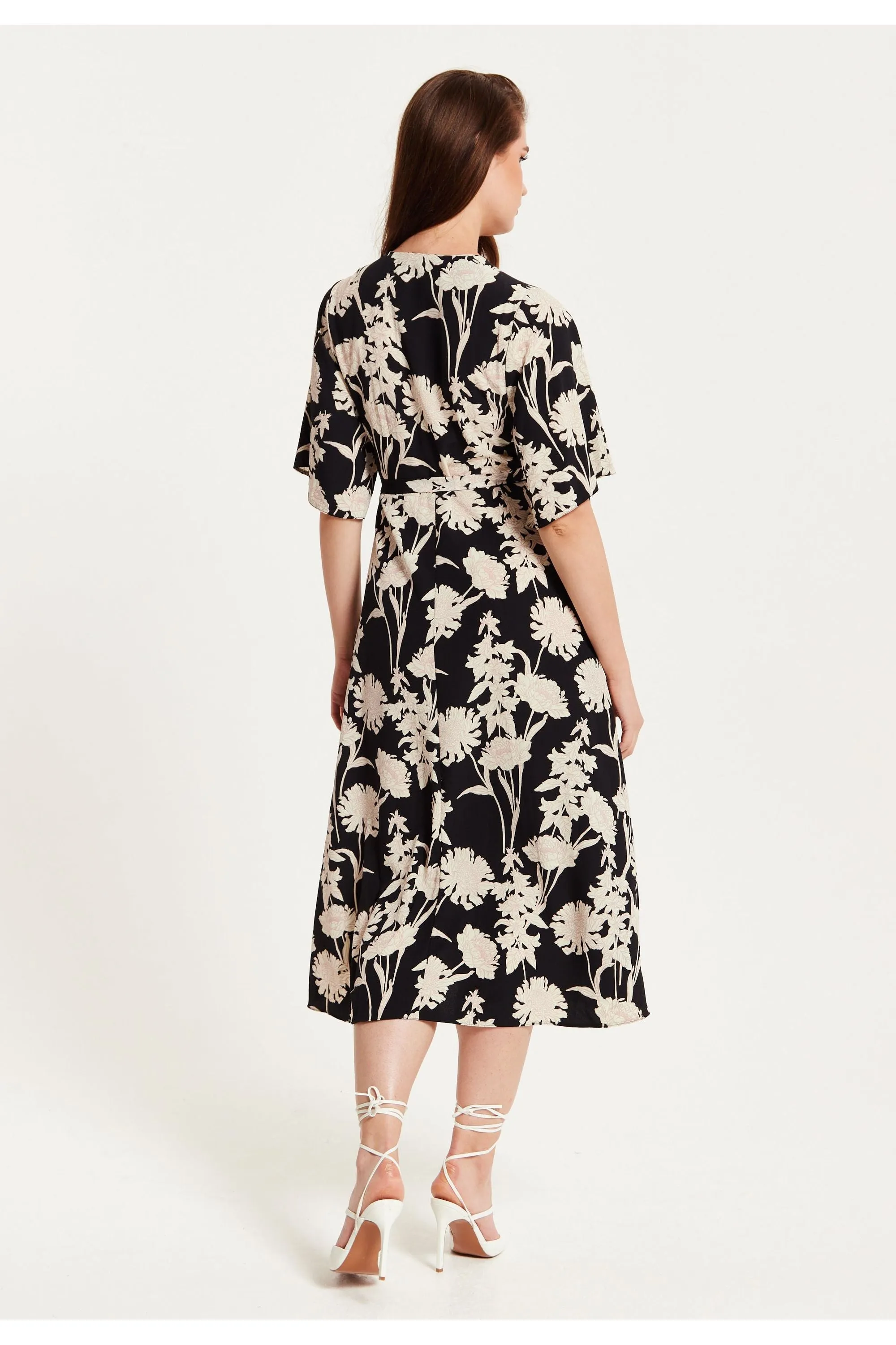 Floral Print Midi Wrap Dress With Kimono Sleeves by Liquorish sold by Goddiva product image thumbnail 5