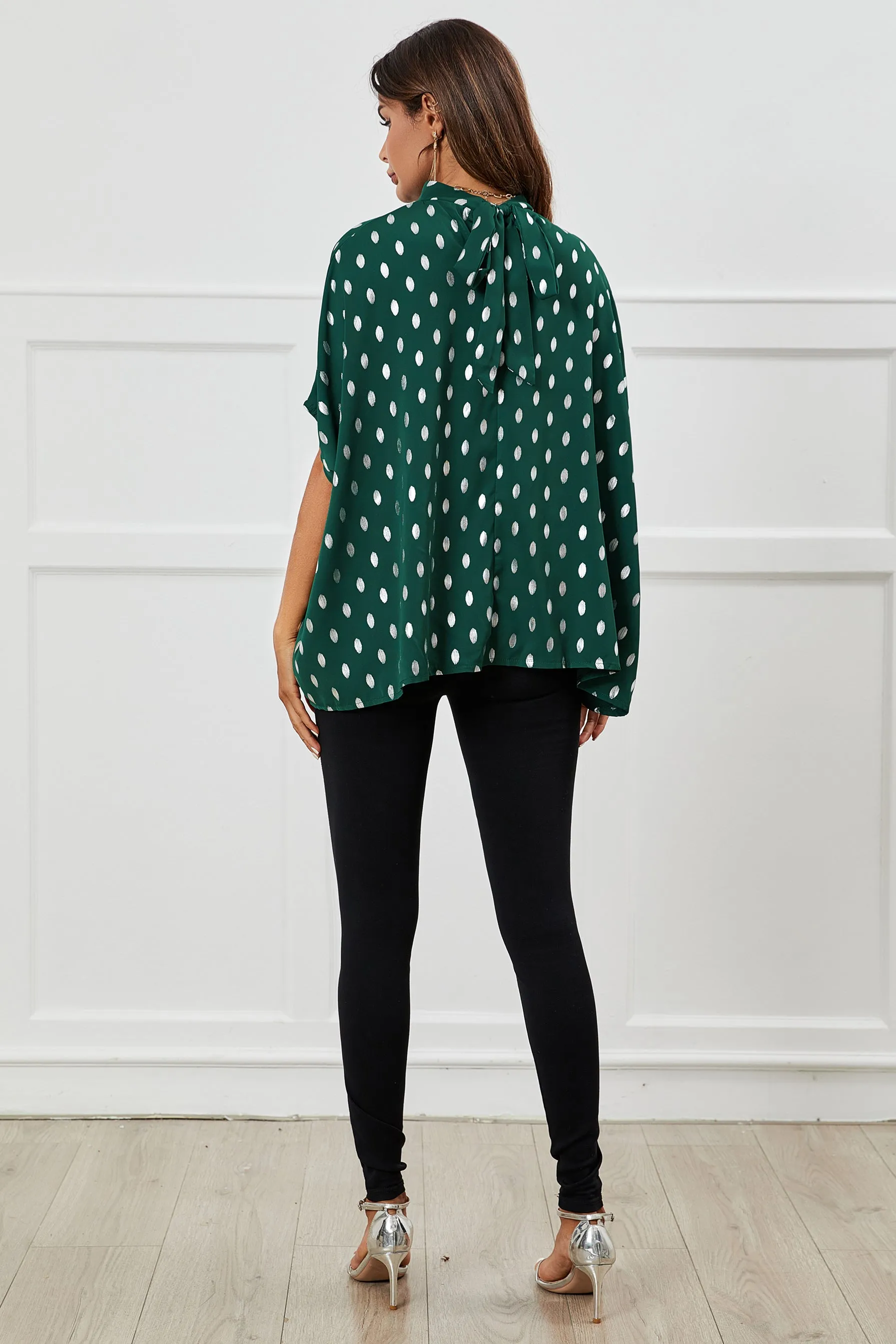 Silver Foil Loose Fit Top In Green by FS Collection sold by Goddiva product image thumbnail 3