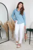 Front Tie Denim Chambray Shirt by Double Second sold by Goddiva