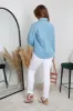 Front Tie Denim Chambray Shirt by Double Second sold by Goddiva