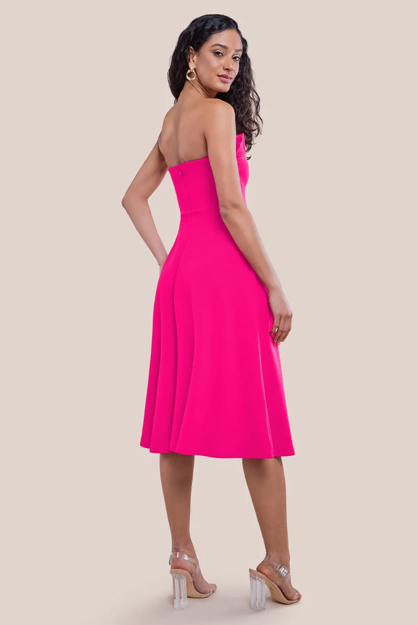 Frilled Halter Neck Strap Midi Dress - Magenta by Goddiva sold by Goddiva product image thumbnail 4