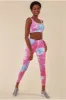 Tie-dye Crop Top With Leggings Set - Pinkblue by Cosmochic sold by Goddiva
