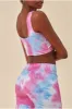 Tie-dye Crop Top With Leggings Set - Pinkblue by Cosmochic sold by Goddiva