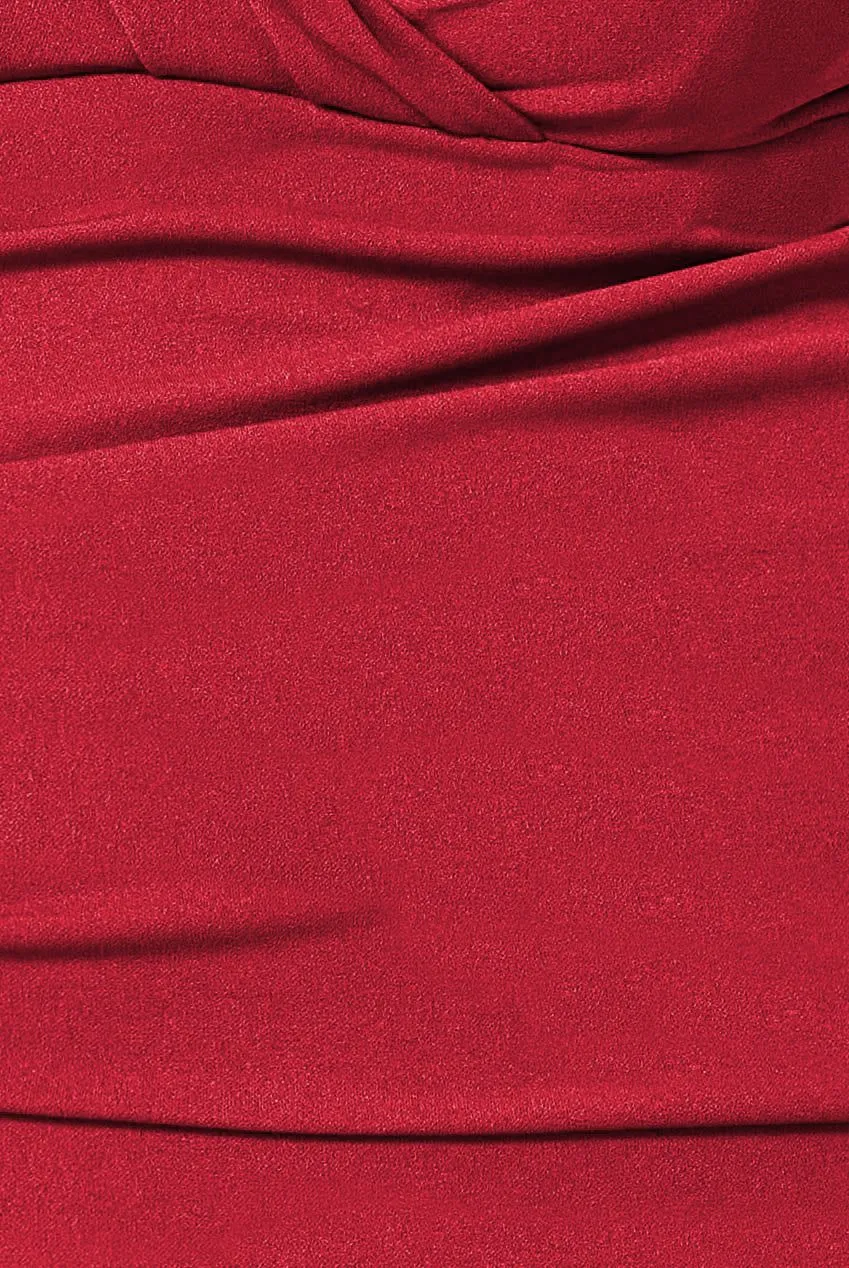 Goddiva Plus Bardot Pleated Maxi Dress - Wine sold by Goddiva product image thumbnail 4