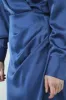 Double Second Blue Satin Pleated Wrap Front Dress sold by Goddiva