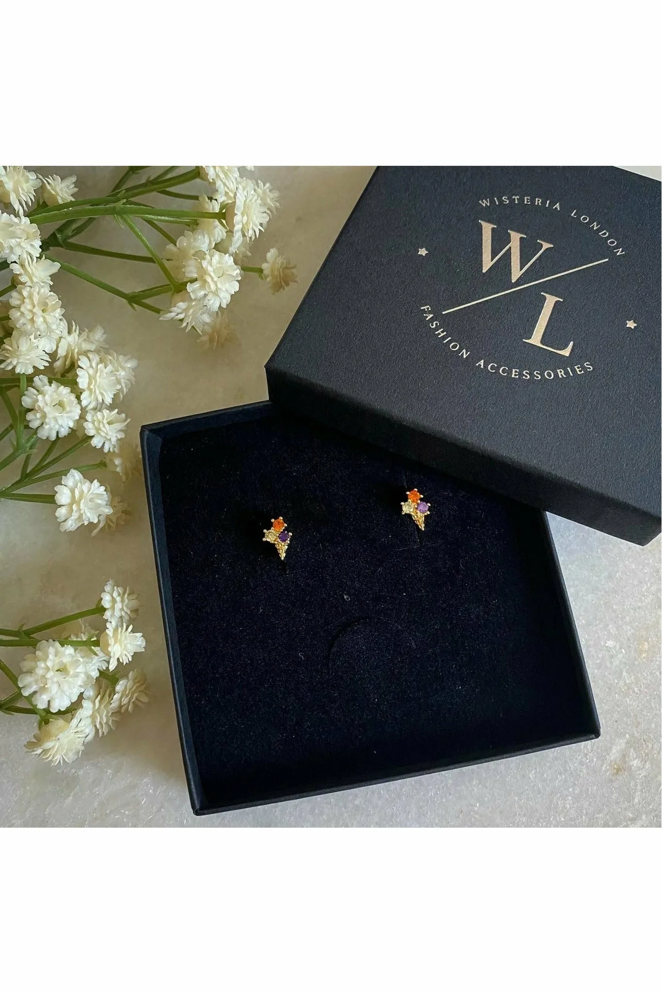 Wisteria London Dainty Ice Cream Cone Stud Earrings sold by Goddiva product image thumbnail 2