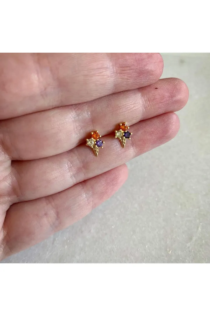 Wisteria London Dainty Ice Cream Cone Stud Earrings sold by Goddiva