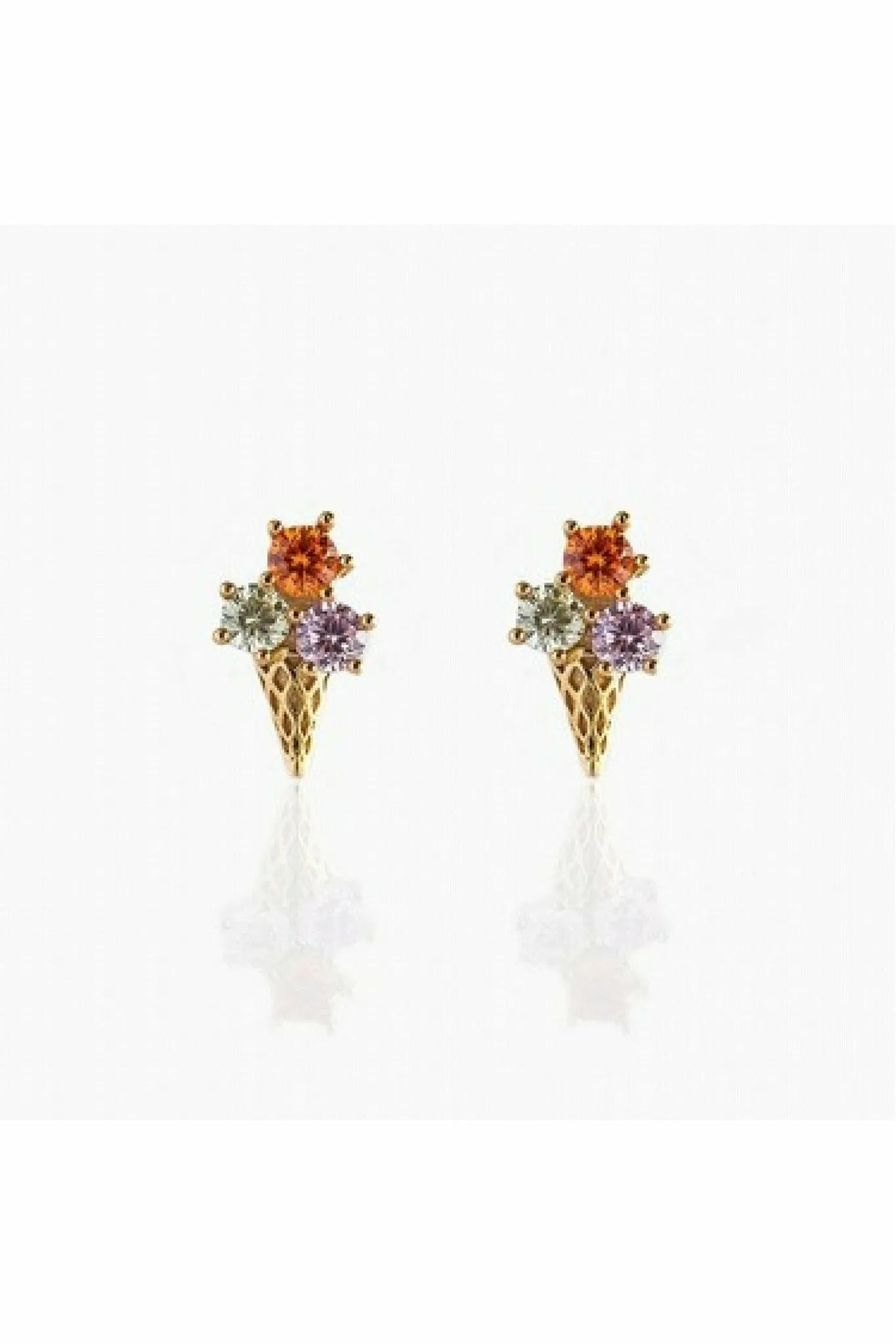 Wisteria London Dainty Ice Cream Cone Stud Earrings sold by Goddiva product image thumbnail 4