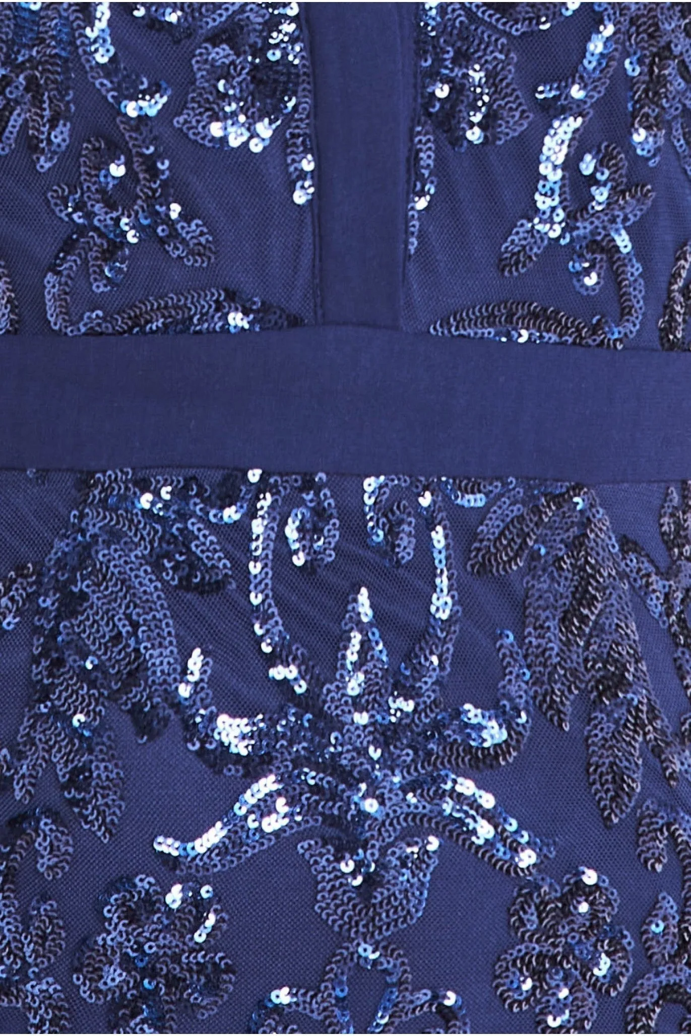 Sequin Mesh Shirt Maxi Chiffon Sleeves - Navy by Goddiva sold by Goddiva product image thumbnail 4