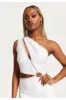 Cut Out Diamond Detail One Shoulder Mini Dress In White by Liquorish sold by Goddiva