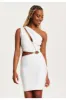 Cut Out Diamond Detail One Shoulder Mini Dress In White by Liquorish sold by Goddiva