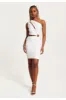 Cut Out Diamond Detail One Shoulder Mini Dress In White by Liquorish sold by Goddiva