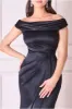 Cowl Bardot Satin Twill Maxi Dress - Black by Goddiva sold by Goddiva