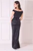 Cowl Bardot Satin Twill Maxi Dress - Black by Goddiva sold by Goddiva