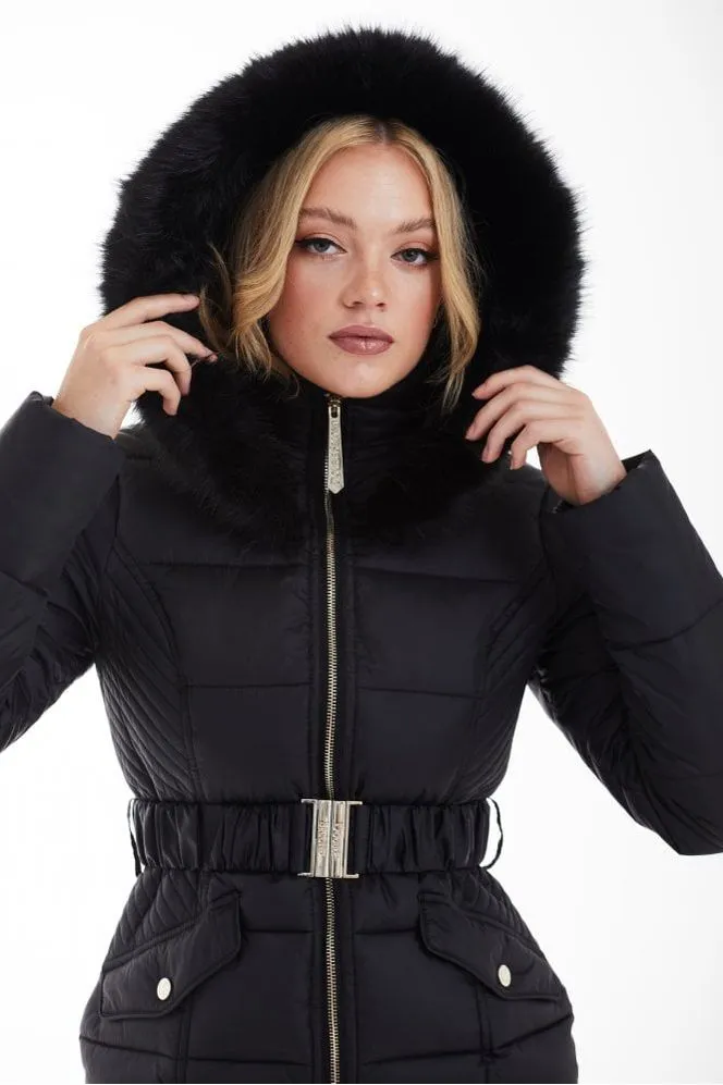 Double Second Black Belted Short Puffer sold by Goddiva product image thumbnail 2
