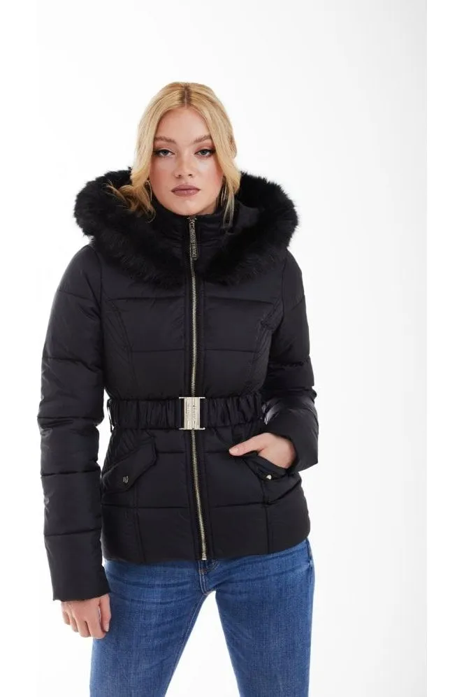 Double Second Black Belted Short Puffer sold by Goddiva product image thumbnail 3