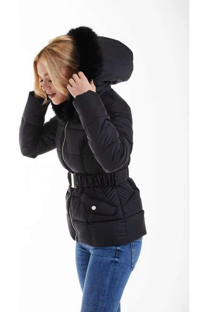 Double Second Black Belted Short Puffer sold by Goddiva product image thumbnail 4