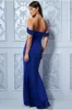 Cowl Neck Off The Shoulder Maxi Dress - Royal Blue by Goddiva sold by Goddiva