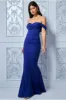 Cowl Neck Off The Shoulder Maxi Dress - Royal Blue by Goddiva sold by Goddiva