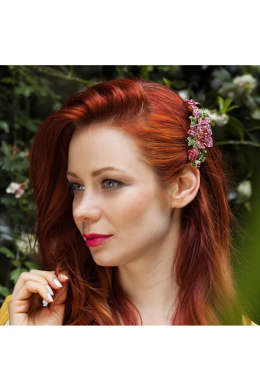 Flower Hair Clip With Diamante by QueenMee Accessories sold by Goddiva