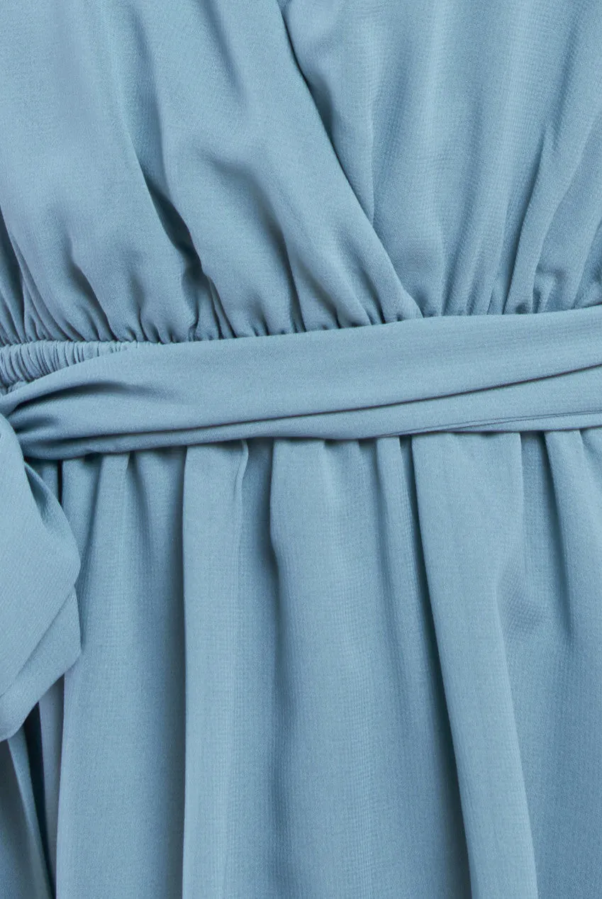 Goddiva Sustainable Flutter Sleeve Chiffon Wrap Midi Dress - Sage Green sold by Goddiva product image thumbnail 4