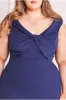 Goddiva Plus Front Twist Bardot Midi Dress - Navy sold by Goddiva