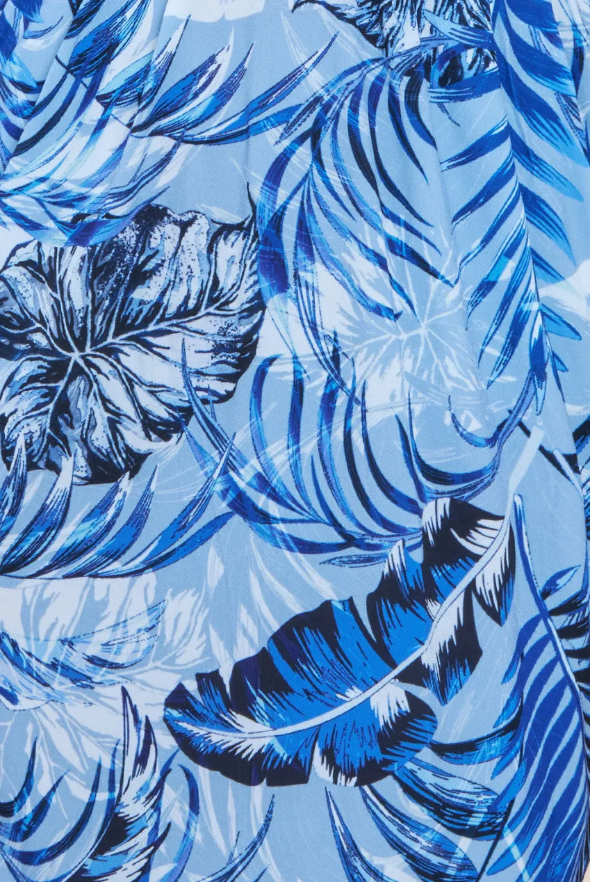 Tropical Print Midi With Batwing Sleeves - Blue by Goddiva sold by Goddiva product image thumbnail 4