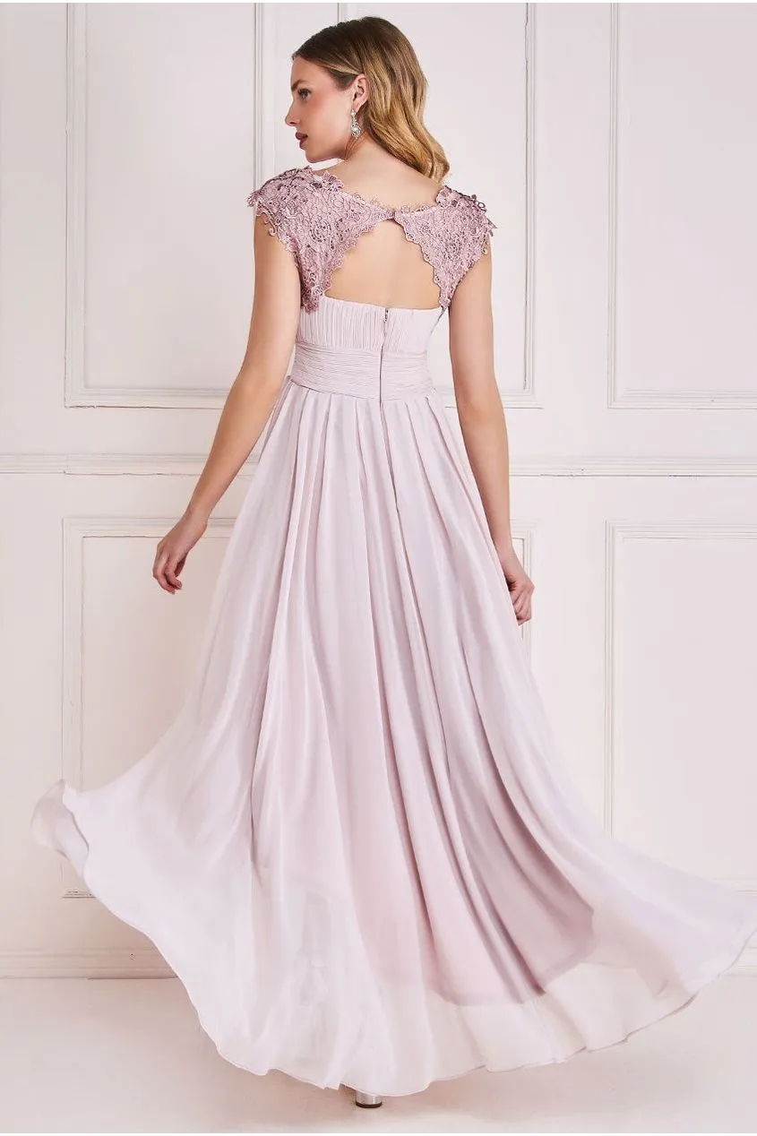 Goddiva Crochet & Pleated Top High Low Maxi - Blush sold by Goddiva product image thumbnail 2