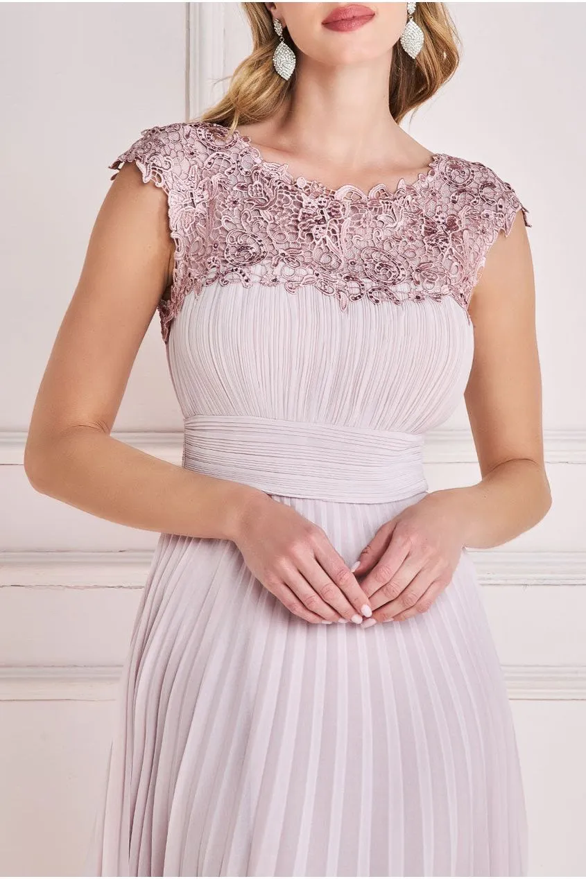 Goddiva Crochet & Pleated Top High Low Maxi - Blush sold by Goddiva product image thumbnail 3