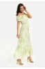 Liquorish Floral And Bird Print Off Shoulder Maxi Dress In Sage Green sold by Goddiva