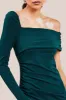 One Shoulder Scuba Midi Dress - Emerald Green by Goddiva sold by Goddiva