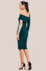 One Shoulder Scuba Midi Dress - Emerald Green by Goddiva sold by Goddiva