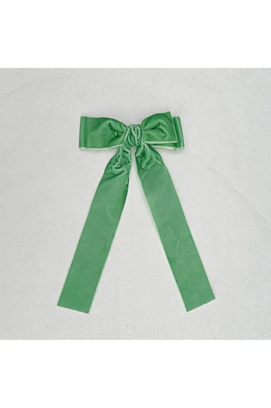 Green Velvet Hair Bow Light Green Hair Clip Alligator Clip by QueenMee Accessories sold by Goddiva