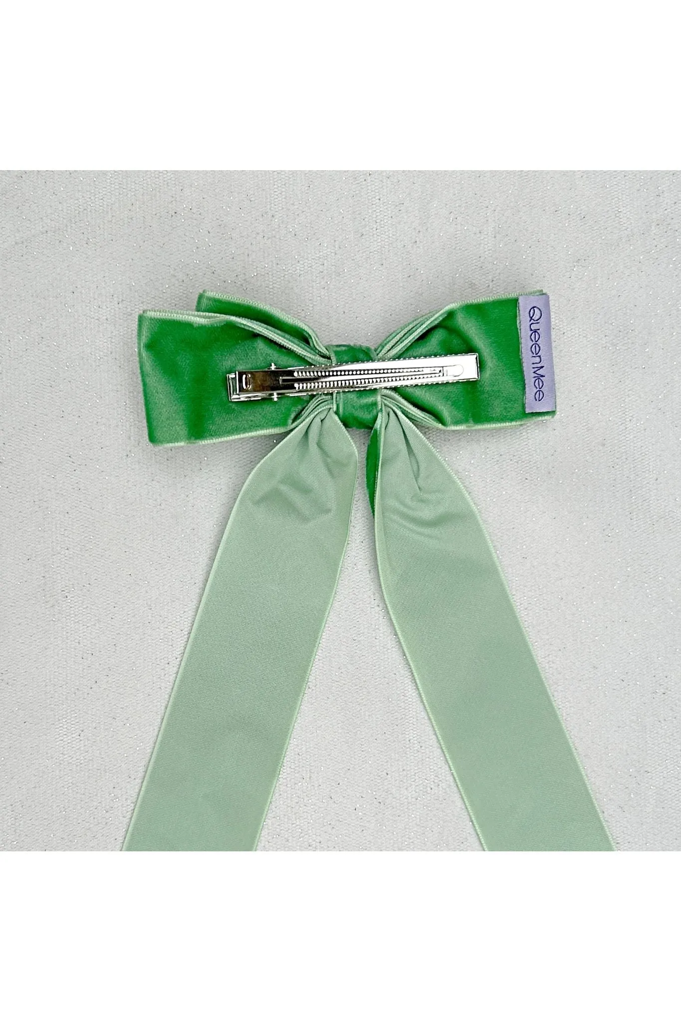 Green Velvet Hair Bow Light Green Hair Clip Alligator Clip by QueenMee Accessories sold by Goddiva product image thumbnail 2