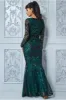 Goddiva Full Sleeve Sequin Evening Dress - Emerald Green sold by Goddiva