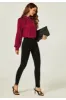 FS Collection Halter Neck Long Sleeve Blouse Top In Wine Red sold by Goddiva