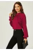 FS Collection Halter Neck Long Sleeve Blouse Top In Wine Red sold by Goddiva