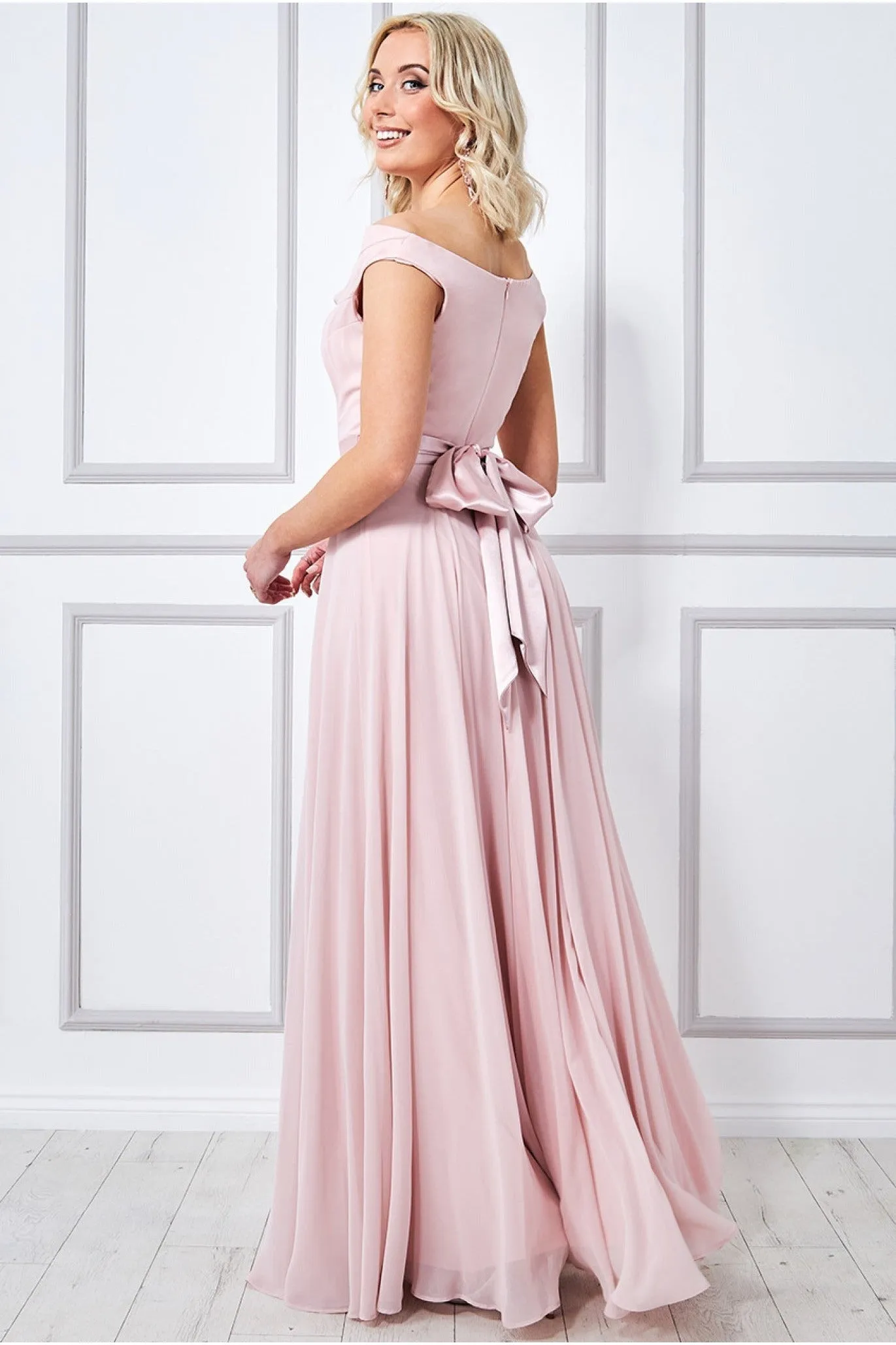 Cowl Neck Chiffon Maxi Dress - Blush Pink by Goddiva sold by Goddiva product image thumbnail 2