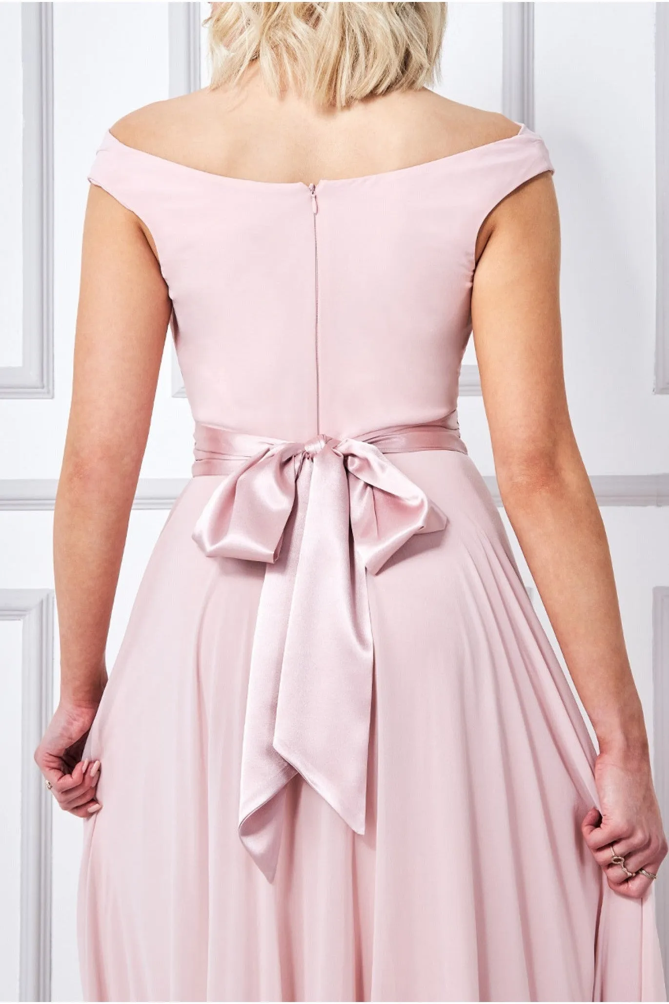 Cowl Neck Chiffon Maxi Dress - Blush Pink by Goddiva sold by Goddiva product image thumbnail 5