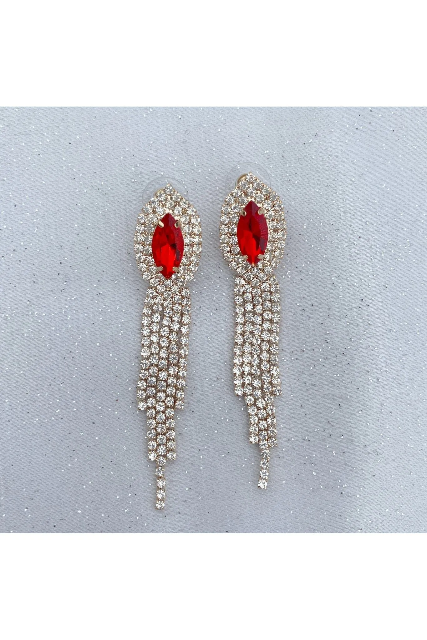Red Earrings Diamante Earrings by QueenMee Accessories sold by Goddiva product image thumbnail 3
