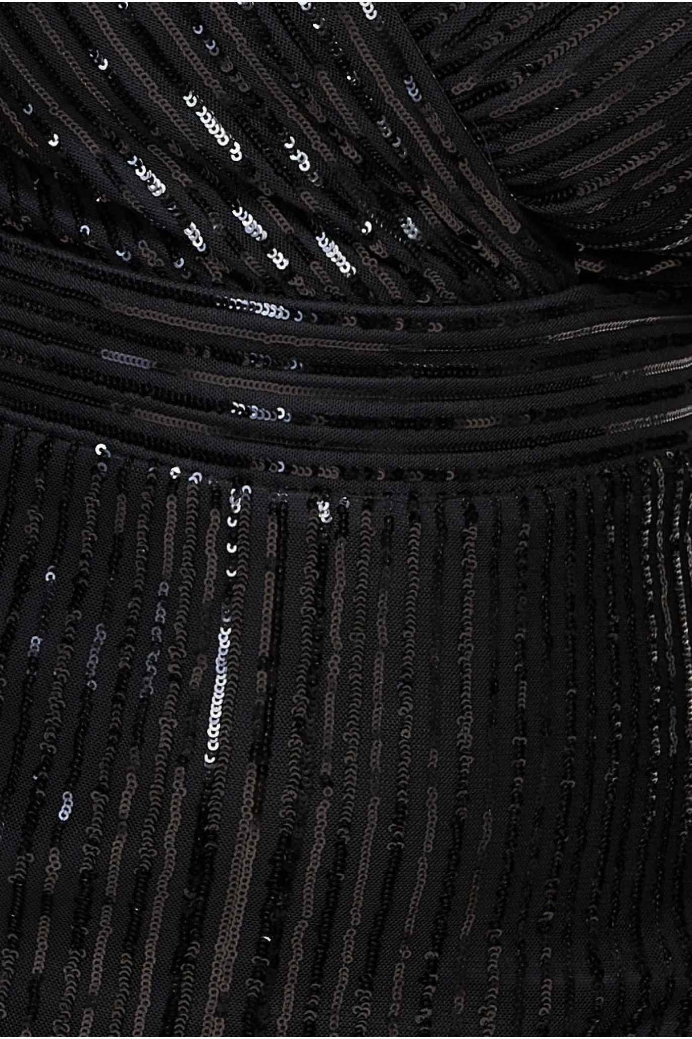 Long Sleeve Sequin V Wrap Maxi Dress - Black by Goddiva sold by Goddiva product image thumbnail 4