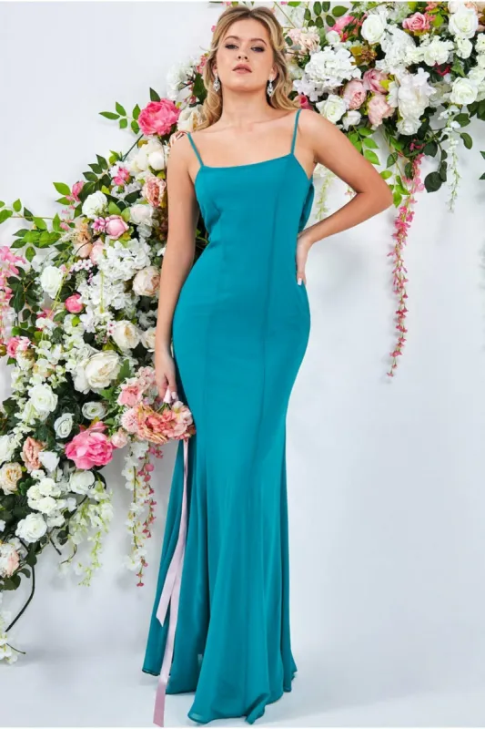 Cowl Back Spaghetti Strap Maxi Dress - Sapphire by Goddiva sold by Goddiva