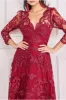 Goddiva Scalloped Lace Dipped Hem Midi Dress - Wine sold by Goddiva